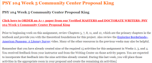 PSY 104 Week 5 Community Center Proposal King