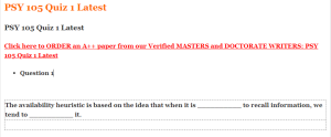 PSY 105 Quiz 1 Latest