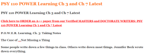 PSY 110 POWER Learning Ch 3 and Ch 7 Latest