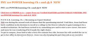 PSY 110 POWER learning Ch 1 and ch 8  NEW