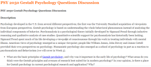 PSY 2050 Gestalt Psychology Questions Discussion