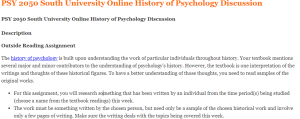 PSY 2050 South University Online History of Psychology Discussion