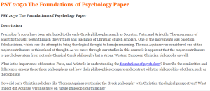 PSY 2050 The Foundations of Psychology Paper