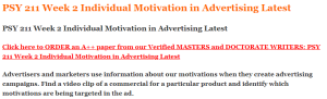 PSY 211 Week 2 Individual Motivation in Advertising Latest
