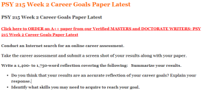 PSY 215 Week 2 Career Goals Paper Latest