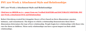 PSY 220 Week 2 Attachment Style and Relationships