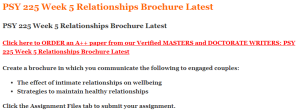 PSY 225 Week 5 Relationships Brochure Latest