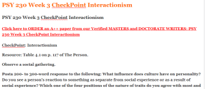 PSY 230 Week 3 CheckPoint Interactionism
