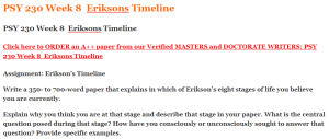 PSY 230 Week 8  Eriksons Timeline
