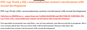 PSY 240 Week 5 DQ 1 neuroendocrine system’s involvement with sexual development