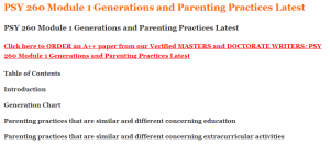 PSY 260 Module 1 Generations and Parenting Practices Latest