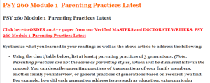PSY 260 Module 1  Parenting Practices Latest