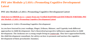 PSY 260 Module 3 LASA 1 Promoting Cognitive Development Latest