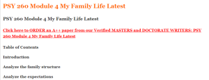 PSY 260 Module 4 My Family Life Latest