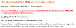 PSY 265  Check Point Methods of Contraception