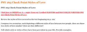 PSY 265 Check Point Styles of Love