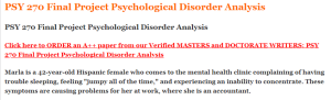 PSY 270 Final Project Psychological Disorder Analysis