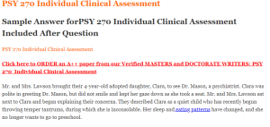 PSY 270 Individual Clinical Assessment