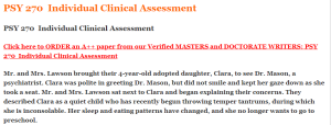 PSY 270 Individual Clinical Assessment