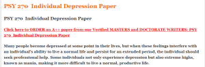 PSY 270  Individual Depression Paper