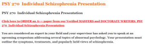 PSY 270  Individual Schizophrenia Presentation