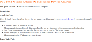 PSY 3002 Journal Articles On Mnemonic Devices Analysis