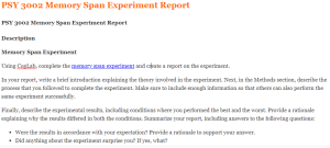 PSY 3002 Memory Span Experiment Report