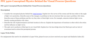 PSY 3400 Conceptual Physics Behind the Visual Process Questions