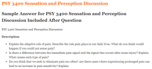 PSY 3400 Sensation and Perception Discussion