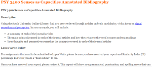 PSY 3400 Senses as Capacities Annotated Bibliography