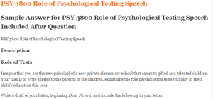 PSY 3800 Role of Psychological Testing Speech