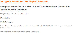 PSY 3800 Role of Test Developer Discussion