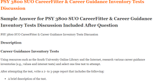 PSY 3800 SUO CareerFitter & Career Guidance Inventory Tests Discussion