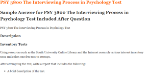 PSY 3800 The Interviewing Process in Psychology Test