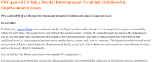 PSY 4400 SUO Wk 1 Mental Development Troubled Childhood & Imprisonment Essay