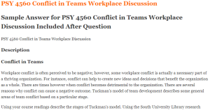 PSY 4560 Conflict in Teams Workplace Discussion