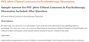 PSY 4800 Ethical Concerns in Psychotherapy Discussion