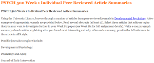 PSYCH 500 Week 1 Individual Peer Reviewed Article Summaries
