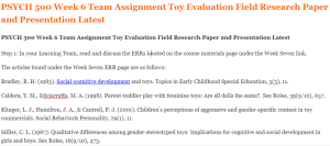 PSYCH 500 Week 6 Team Assignment Toy Evaluation Field Research Paper and Presentation Latest