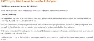 PSYCH 504 Attachment Across the Life Cycle