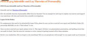 PSYCH 504 Scientific and Lay Theories of Personality