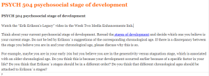 PSYCH 504 psychosocial stage of development