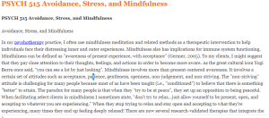 PSYCH 515 Avoidance, Stress, and Mindfulness