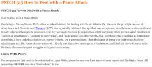 PSYCH 515 How to Deal with a Panic Attack