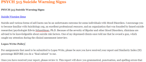 PSYCH 515 Suicide Warning Signs