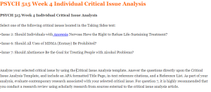 PSYCH 515 Week 4 Individual Critical Issue Analysis