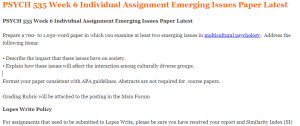 PSYCH 535 Week 6 Individual Assignment Emerging Issues Paper Latest