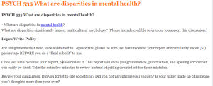 PSYCH 535 What are disparities in mental health