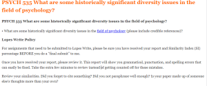 PSYCH 535 What are some historically significant diversity issues in the field of psychology