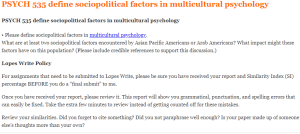 PSYCH 535 define sociopolitical factors in multicultural psychology